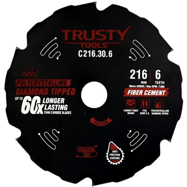 Диск пильный по фиброцементу TRUSTY 216x30 6T C216.30.6 в Уфе