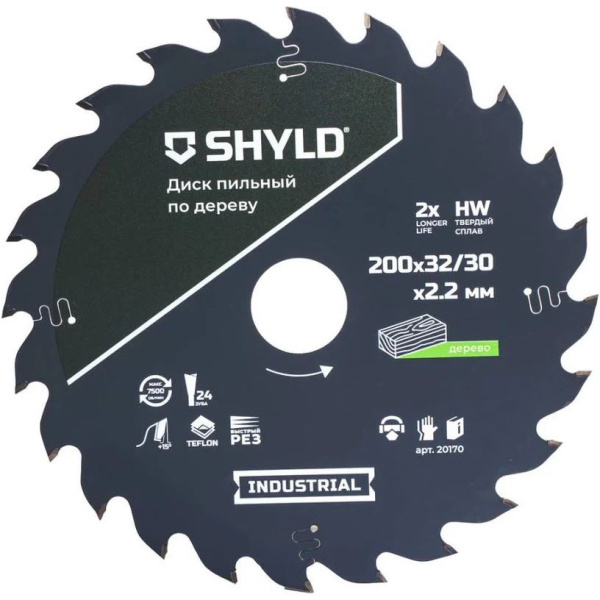 Диск пильный SHYLD по дереву, твердосплавный 200x32/30мм, 24зуб.  20170 в Уфе