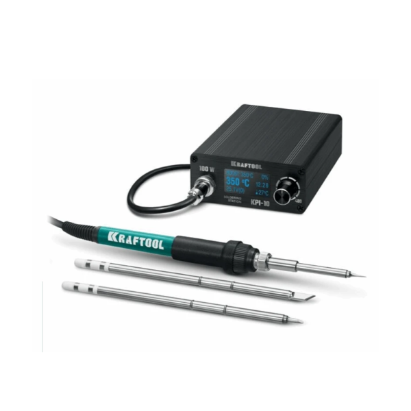 Паяльная станция  Kraftool KPI-10 50-480C, 100Вт, 3 жала, Т12  55343 в Екатеринбурге 