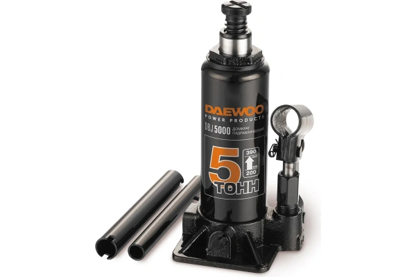 Домкрат бутылочный гидравлический  DAEWOO грузоподъемность 5 тонн, высота подхвата 200мм DBJ 5000  в Уфе 