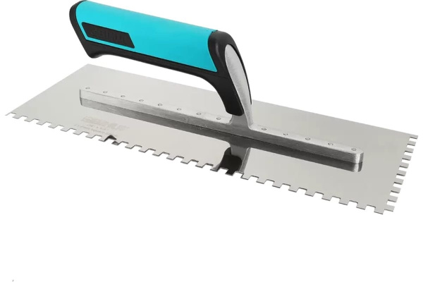 Шпатель зубчатый из нержавеющей стали BIHUI 320х120мм. зуб 6х6мм.  PTSL06