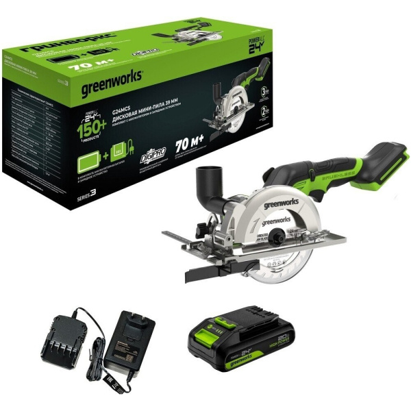 Дисковая аккумуляторная мини пила Greenworks G24MCS в Уфе