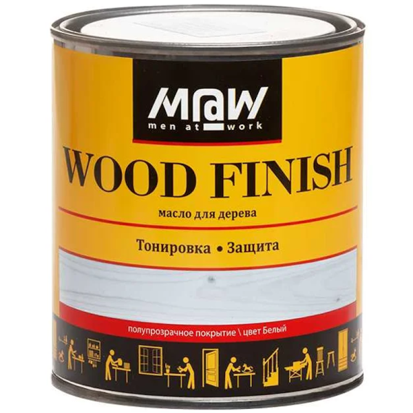 Масло тонирующее Men at Work WOOD FINISH белый 0,75л.  80086