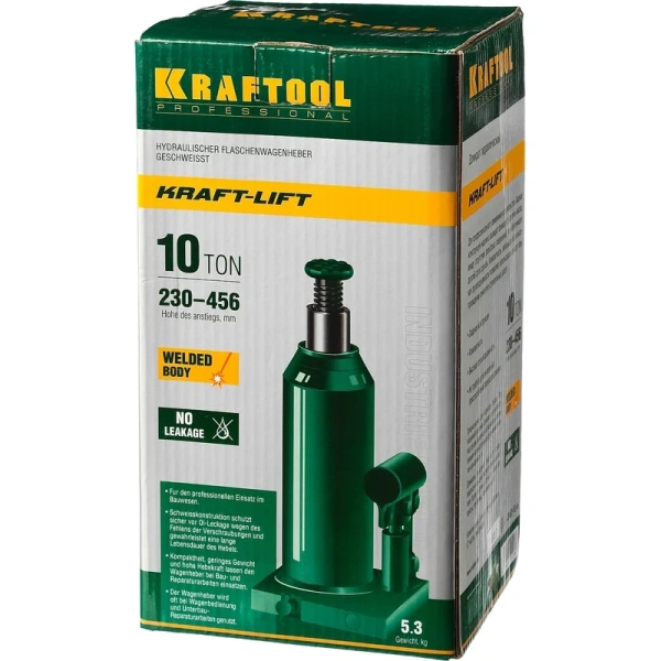 Домкрат гидравлический бутылочный KRAFTOOL KRAFT-LIFT 10 т  230 - 460 мм  43462-10 в Уфе 
