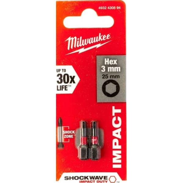 Насадка Milwaukee SHOCKWAVE Hex3 25мм 2шт 4932430894
