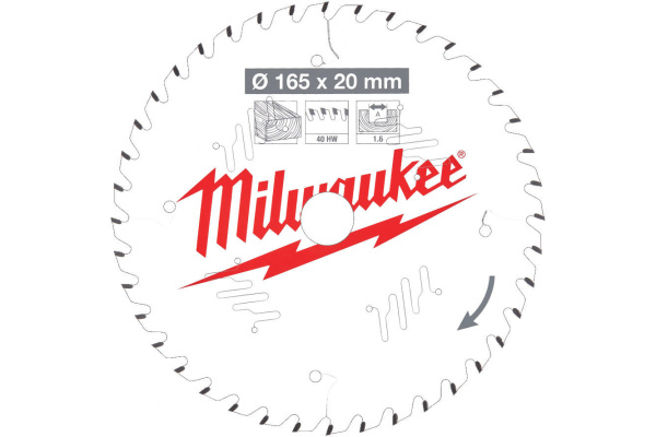 Пильный диск Milwaukee по дереву 165х20х1,6 Z40 4932471932