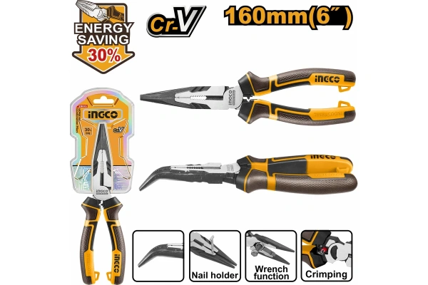 Тонкогубцы изогнутые INGCO  160 мм HHBNP28160 в Уфе 