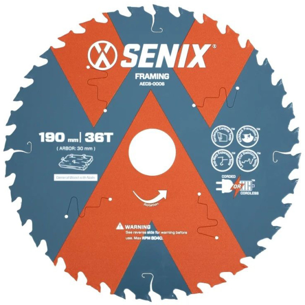 Диск пильный по дереву SENIX AECS-0006 190х30х36